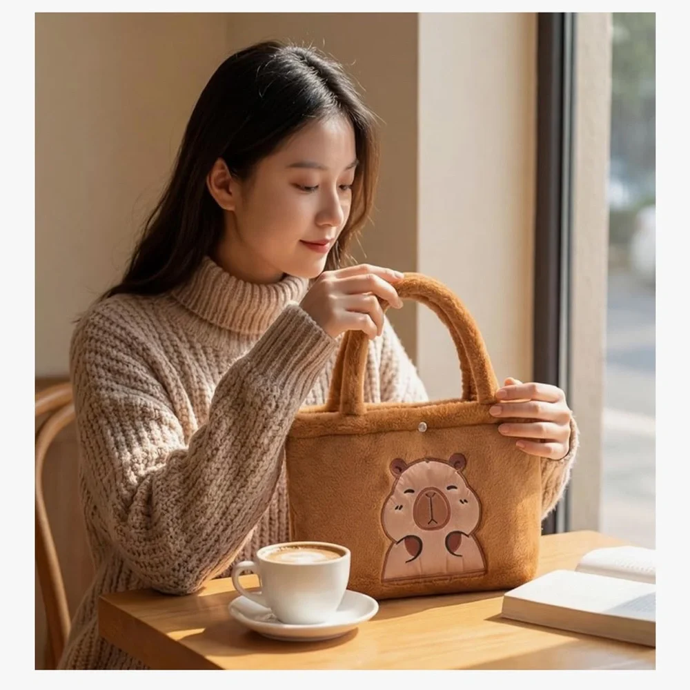 🆕Capybara Plush Tote Bag for Women - 11.8x7.9 Inch Animal Capybara